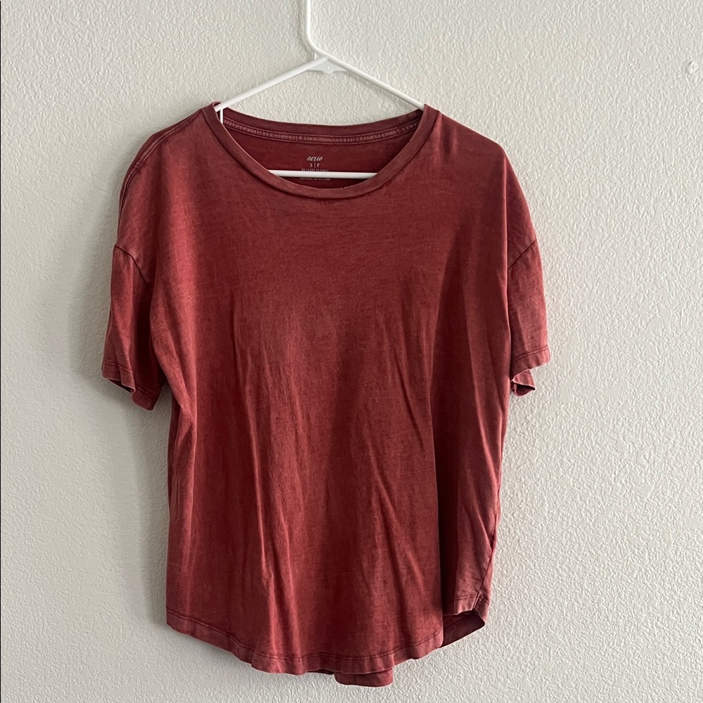 Aerie Rust Red Oversized Short Sleeve Tee